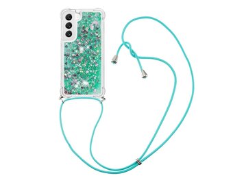 Lunso - Samsung Galaxy S23 - Telefoonhoes met koord - Glitter Groen