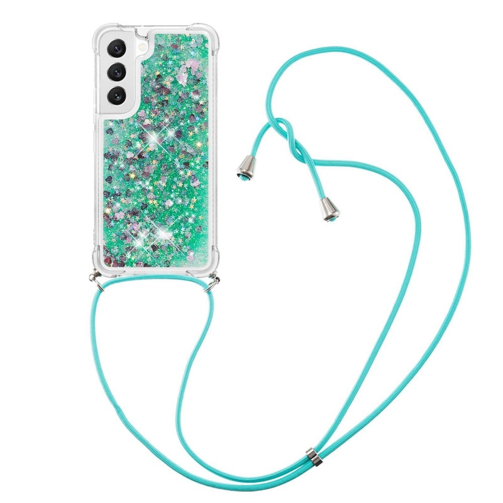 Lunso - Samsung Galaxy S23 - Telefoonhoes met koord - Glitter Groen