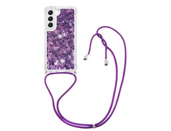 Lunso - Samsung Galaxy S23 - Telefoonhoes met koord - Glitter Paars