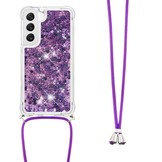 Samsung Galaxy S23 Telefoonhoes met koord - Glitter Paars
