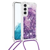 Samsung Galaxy S23 Telefoonhoes met koord - Glitter Paars