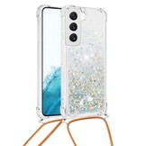 Samsung Galaxy S23 Telefoonhoes met koord - Glitter Zilver