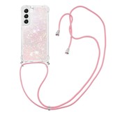 Samsung Galaxy S23 Telefoonhoes met koord - Glitter Lichtroze