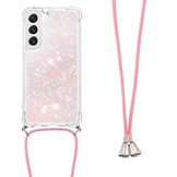 Samsung Galaxy S23 Telefoonhoes met koord - Glitter Lichtroze