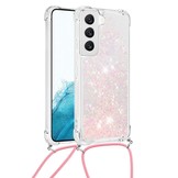 Samsung Galaxy S23 Telefoonhoes met koord - Glitter Lichtroze