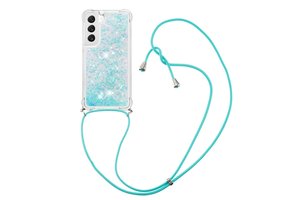 Lunso - Samsung Galaxy S23 - Telefoonhoes met koord - Glitter Lichtblauw