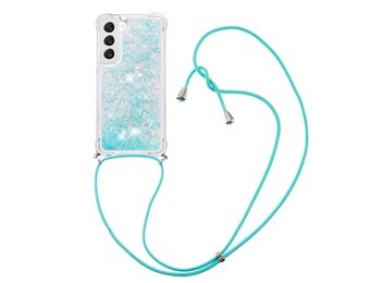 Lunso - Samsung Galaxy S23 - Telefoonhoes met koord - Glitter Lichtblauw
