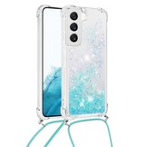Samsung Galaxy S23 Telefoonhoes met koord - Glitter Lichtblauw