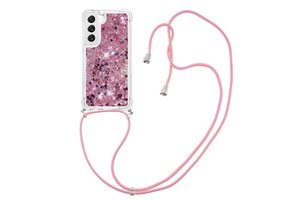 Lunso - Samsung Galaxy S23 - Telefoonhoes met koord - Glitter Rose