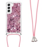 Samsung Galaxy S23 Telefoonhoes met koord - Glitter Rose