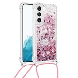 Samsung Galaxy S23 Telefoonhoes met koord - Glitter Rose