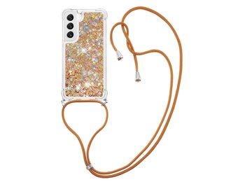 Lunso - Samsung Galaxy S23 - Telefoonhoes met koord - Glitter Goud