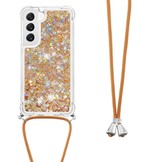Samsung Galaxy S23 Telefoonhoes met koord - Glitter Goud