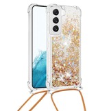 Samsung Galaxy S23 Telefoonhoes met koord - Glitter Goud