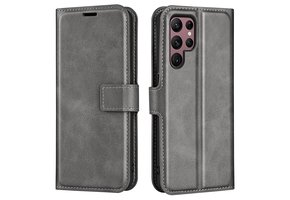 Lunso - Samsung Galaxy S23 Ultra - cover bookcase hoes - Grijs