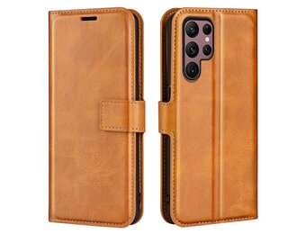 Lunso - Samsung Galaxy S23 Ultra - cover bookcase hoes - Cognac