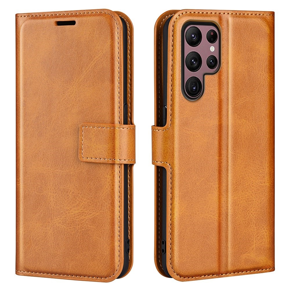 Lunso - Samsung Galaxy S23 Ultra - cover bookcase hoes - Cognac