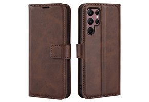 Lunso - Samsung Galaxy S23 Ultra - cover bookcase hoes - Coffee