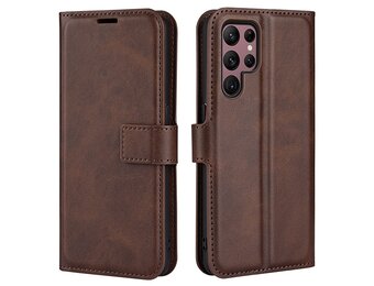 Lunso - Samsung Galaxy S23 Ultra - cover bookcase hoes - Coffee