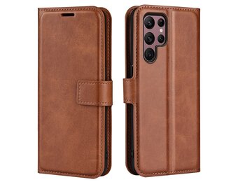 Lunso - Samsung Galaxy S23 Ultra - cover bookcase hoes - Bruin