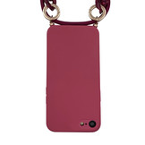 iPhone SE 2022, iPhone SE 2020, iPhone 8, iPhone 7 en iPhone 6(s) Telefoonhoes met koord + Kralenketting - Rood