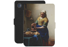 Lunso - Kobo Clara 2E hoes (6 inch) - Vegan Saffiano Leren sleep cover - Vermeer Melkmeisje