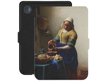 Lunso - Kobo Clara 2E hoes (6 inch) - Vegan Saffiano Leren sleep cover - Vermeer Melkmeisje