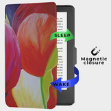 Kobo Clara 2E hoes (6 inch) Vegan Saffiano leren sleep cover - Tulpen