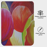 Kobo Clara 2E hoes (6 inch) Vegan Saffiano leren sleep cover - Tulpen