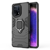 Oppo Find X5 Armor backcover hoes met ringhouder - Zwart