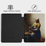 Kobo Glo, Kobo Glo HD en Kobo Touch 2.0 hoes (6 inch) Vegan Saffiano leren sleep cover - Vermeer Melkmeisje