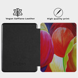 Kobo Glo, Kobo Glo HD en Kobo Touch 2.0 hoes (6 inch) Vegan Saffiano leren sleep cover - Tulpen