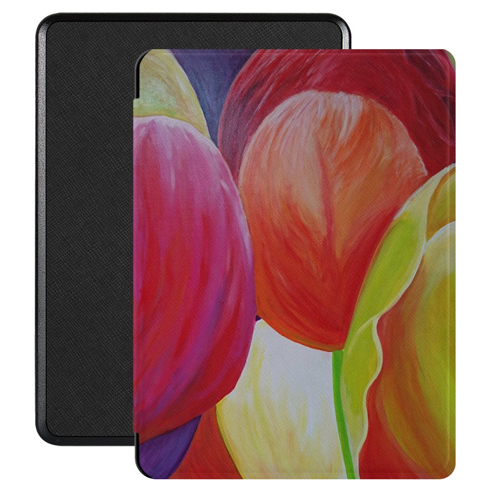 Kobo Glo, Kobo Glo HD en Kobo Touch 2.0 hoes (6 inch) Vegan Saffiano leren sleep cover - Tulpen