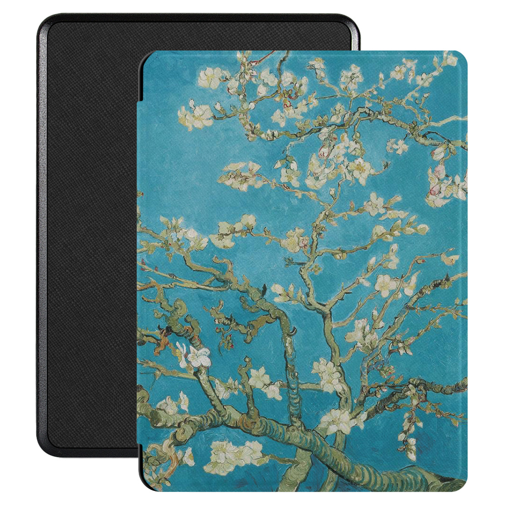 Kobo Glo, Kobo Glo HD en Kobo Touch 2.0 hoes (6 inch) Vegan Saffiano leren sleep cover - Van Gogh Amandelbloesem