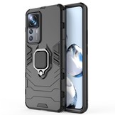 Xiaomi 12T Pro Armor backcover hoes met ringhouder - Zwart