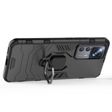 Xiaomi 12T Pro Armor backcover hoes met ringhouder - Zwart