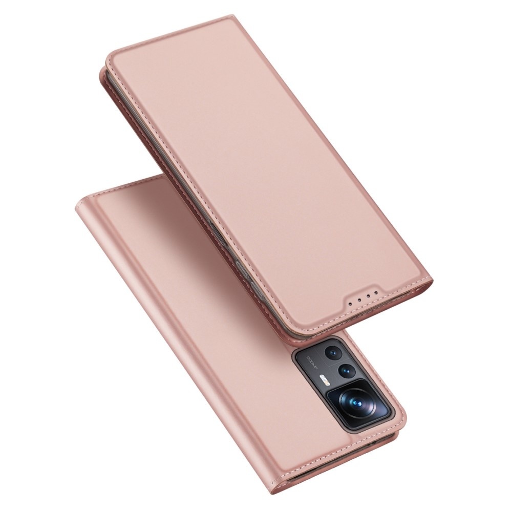 Xiaomi 12T en Xiaomi 12T Pro Slim Bookcase hoesje - Rose Goud