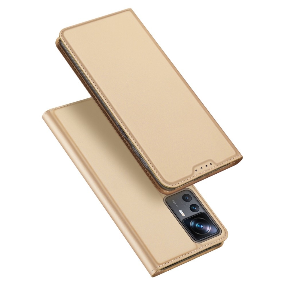 Xiaomi 12T en Xiaomi 12T Pro Slim Bookcase hoesje - Goud