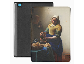 Lunso - Kobo Aura Edition 2 hoes (6 inch) - Vegan Saffiano Leren sleep cover - Vermeer Melkmeisje