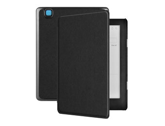 Lunso Kobo Aura H20 Edition 2 hoes (6.8 inch) - Vegan Saffiano Leren sleep cover - Zwart