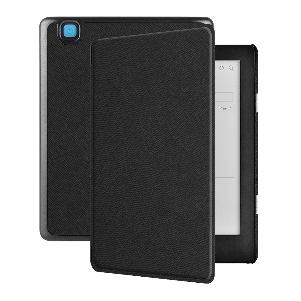 Kobo Aura H20 Edition 2 hoes (6.8 inch) Vegan Saffiano leren sleep cover - Zwart