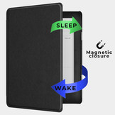 Kobo Aura H20 Edition 2 hoes (6.8 inch) Vegan Saffiano leren sleep cover - Zwart