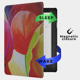 Kobo Aura H20 Edition 2 hoes (6.8 inch) Vegan Saffiano leren sleep cover - Tulpen