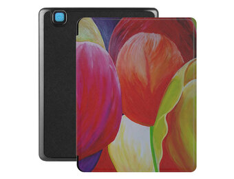 Lunso - Kobo Aura H20 Edition 2 hoes (6.8 inch) - Vegan Saffiano Leren sleep cover - Tulpen