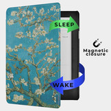 Kobo Aura H20 Edition 2 hoes (6.8 inch) Vegan Saffiano leren sleep cover - Van Gogh Amandelbloesem