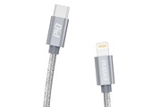 Dudao - USB-C naar Lightning nylon iPhone oplader - PD 45W Fast charge oplaadkabel - 1 Meter - Grijs