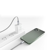 USB-C naar Lightning iPhone en iPad 45W Fast charge nylon oplader en datakabel van 1 Meter - Grijs