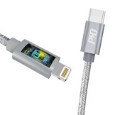 USB-C naar Lightning iPhone en iPad 45W Fast charge nylon oplader en datakabel van 1 Meter - Grijs