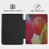 Kobo Nia hoes (6 inch) Vegan Saffiano leren sleep cover - Tulpen