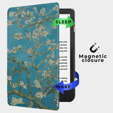 Kobo Nia hoes (6 inch) Vegan Saffiano leren sleep cover - Van Gogh Amandelbloesem